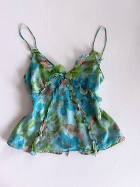 Zara Woman Vintage Y2K Silk Floral Ruffle Cami
Top